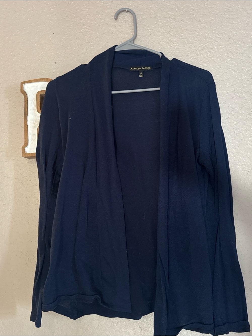 Always Indigo Lightweight Navy Open-Front Cardigan